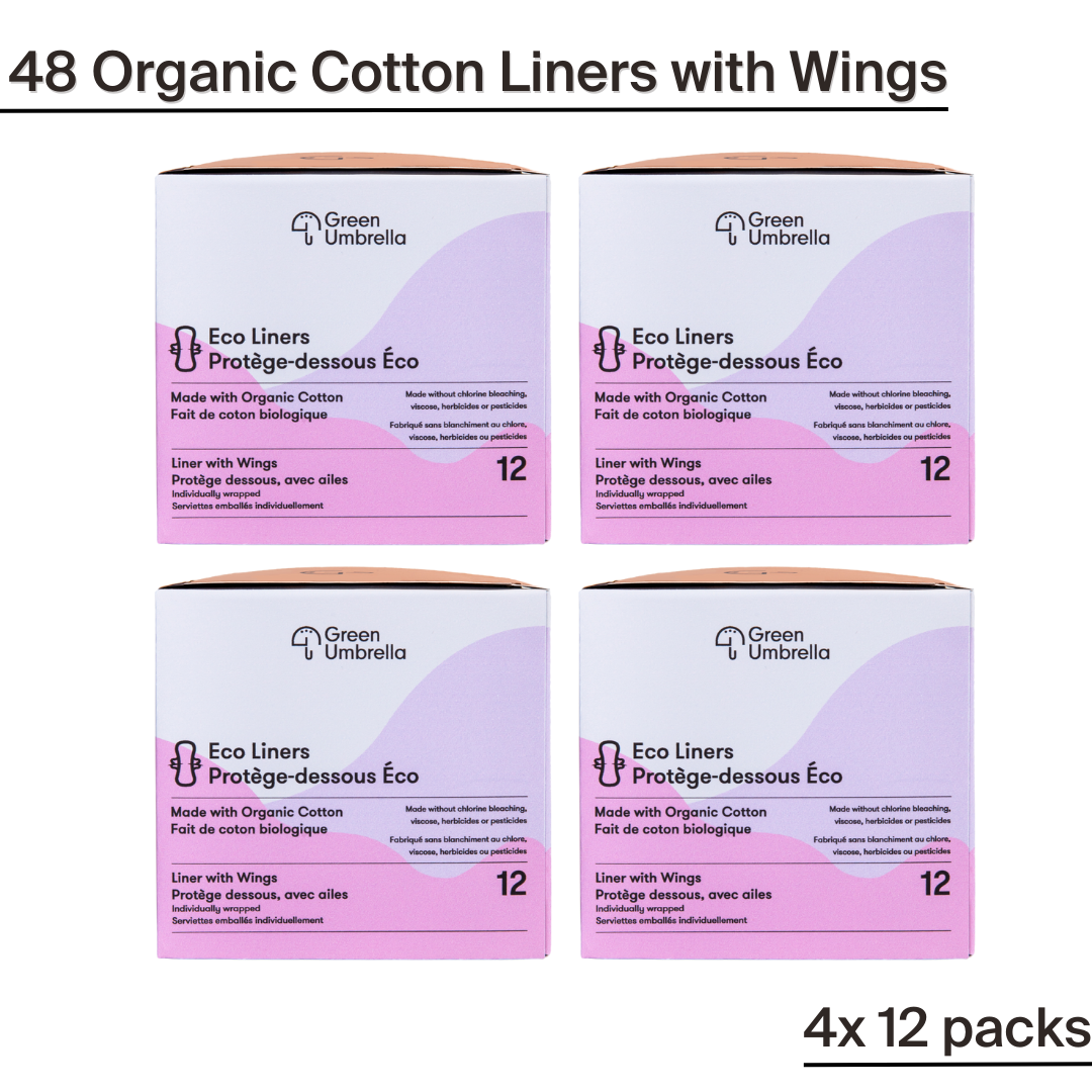 48 Organic Cotton Liners - with Wings (4 packs of 12)