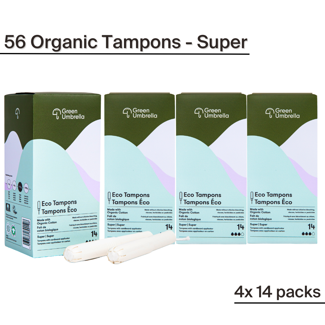 56 Organic Cotton Tampons with Applicator - size Super (4 packs of 14)