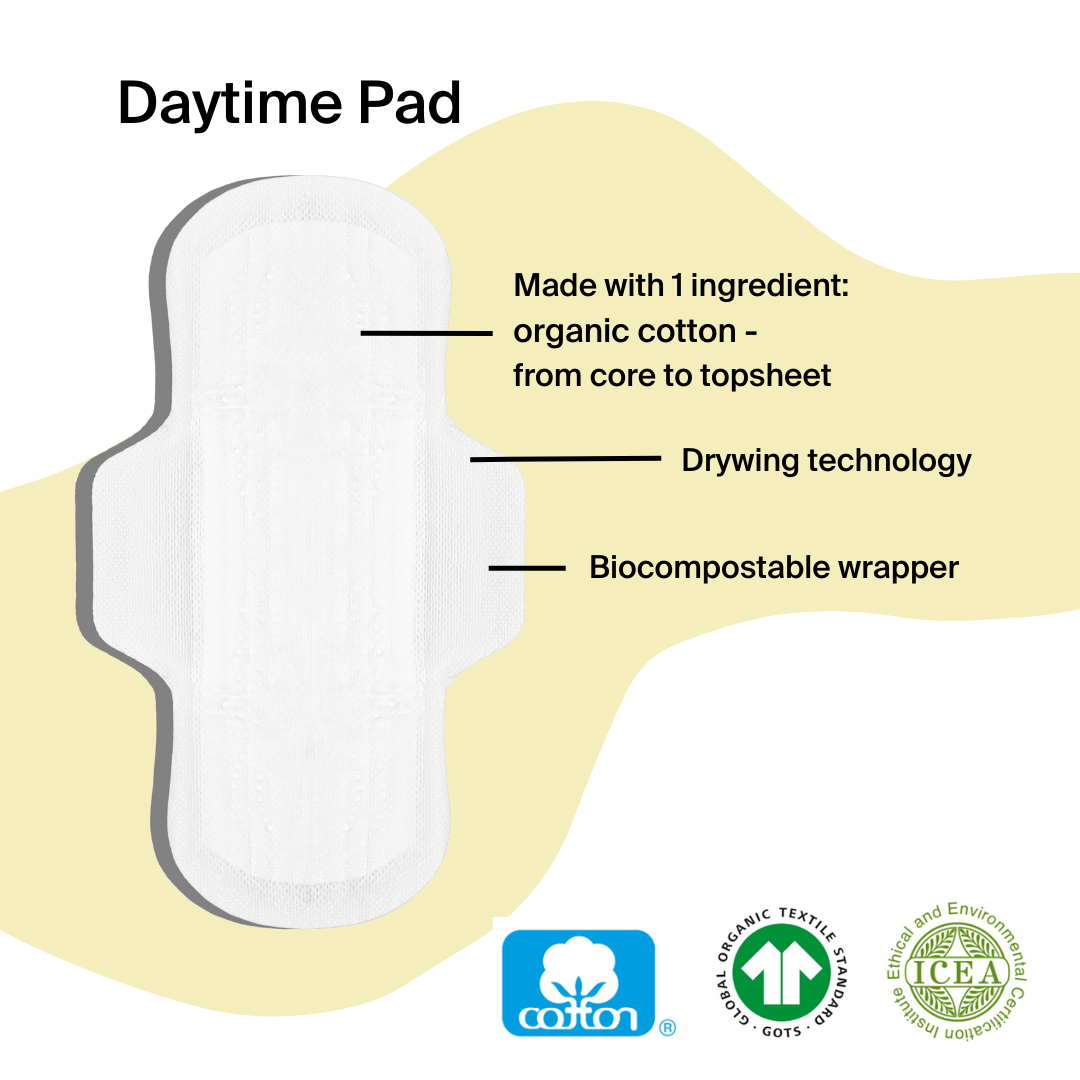 40 Organic Cotton Pads - size Daytime (4 packs of 10)