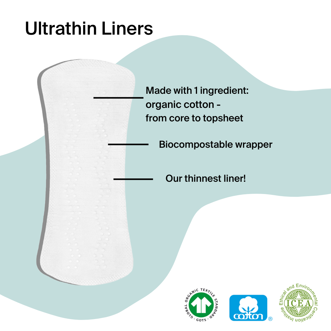 96 Organic Cotton Liners - Ultrathin (4 packs of 24)