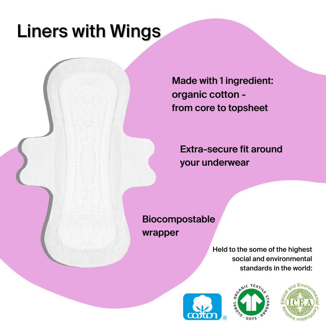 48 Organic Cotton Liners - with Wings (4 packs of 12)