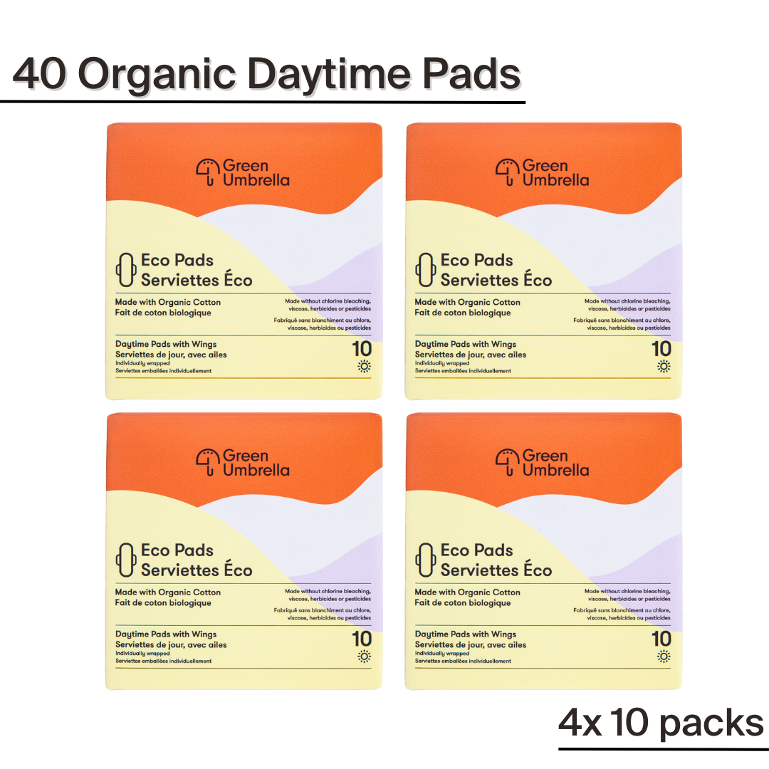40 Organic Cotton Pads - size Daytime (4 packs of 10)