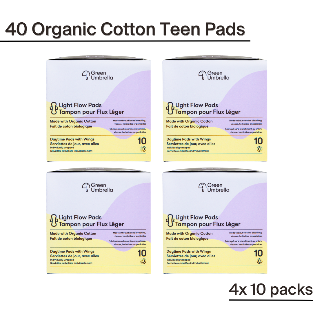 40 Organic Cotton Teen Pads (4 packs of 10)